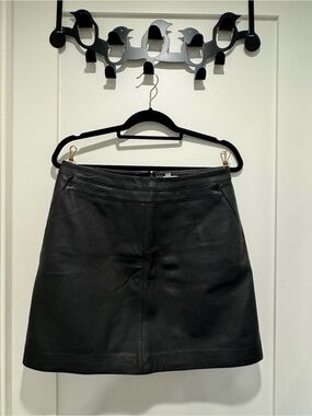 Halogen Black Leather Mini Skirt